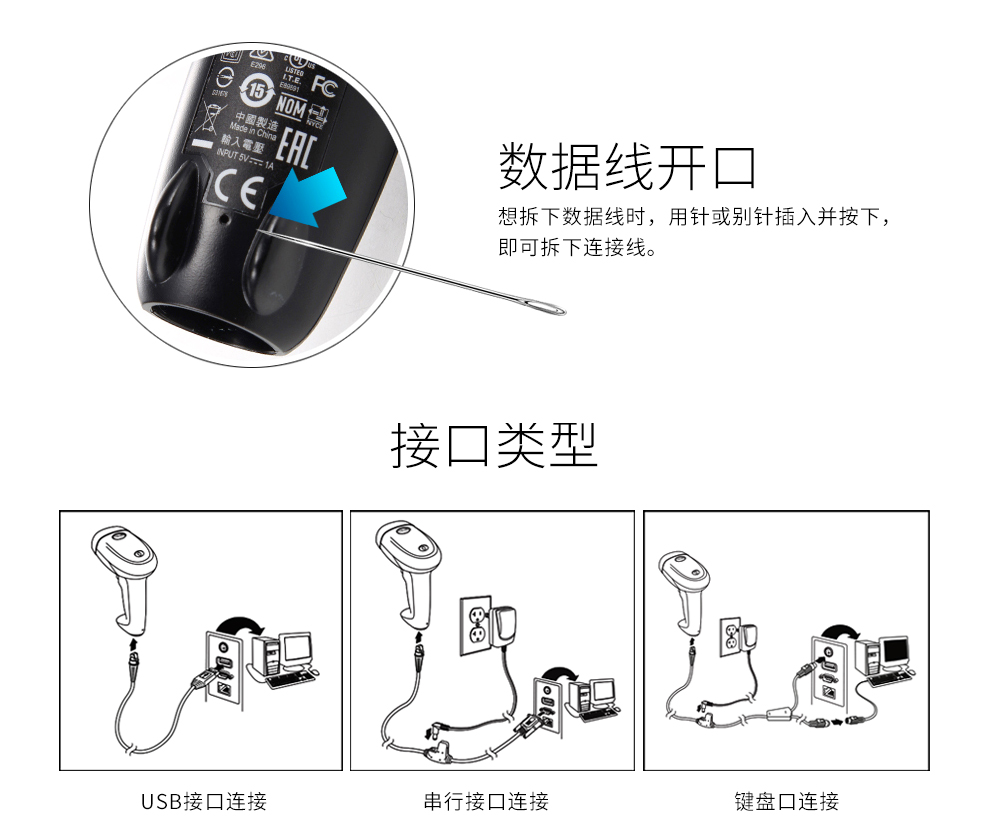 1400g条码扫描枪拥有三种接口方式 1400g条码扫描枪拥有三种接口方式